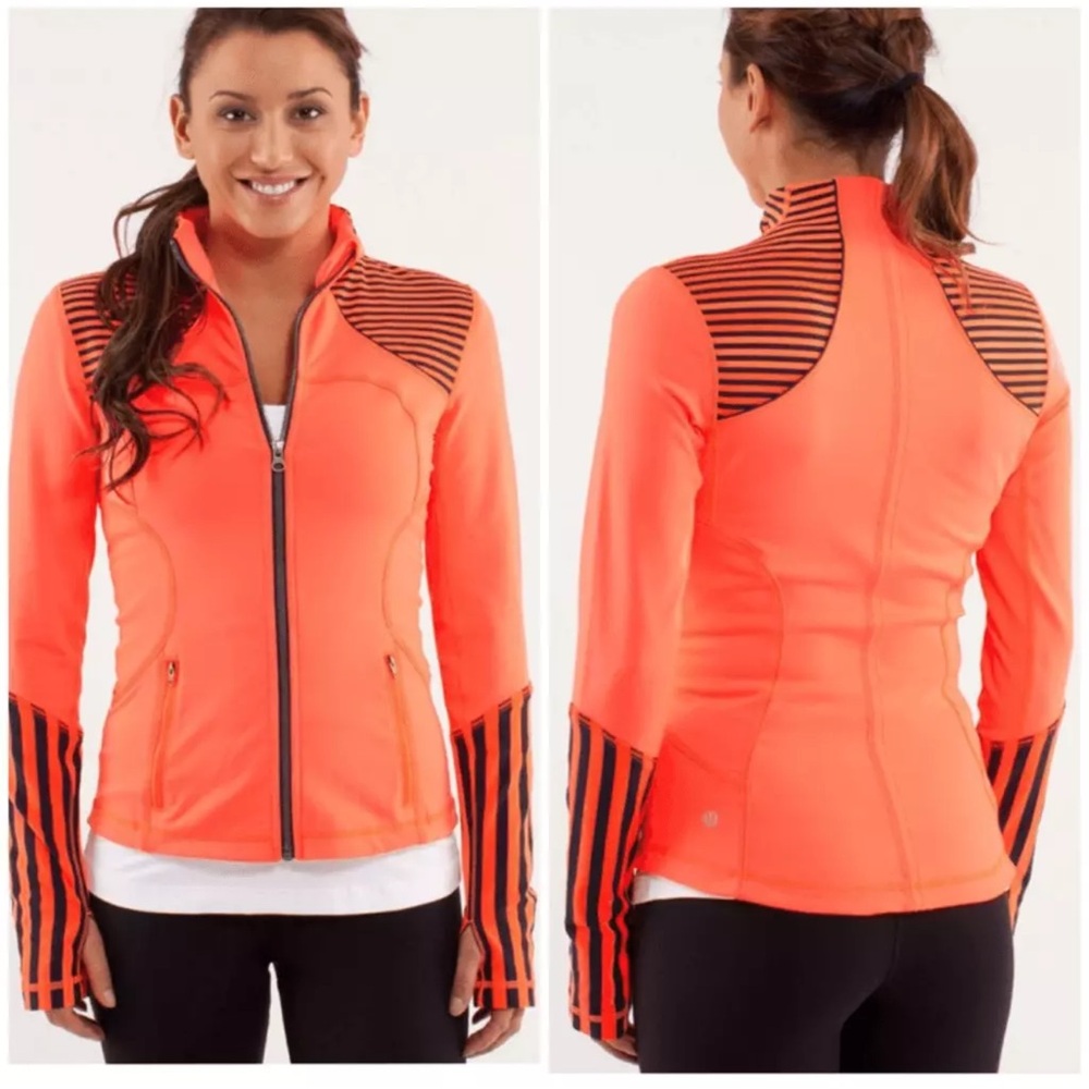 Lululemon Forme Classic Stripe Light Flare Inkwell Neon Orange Athletic Jacket 4